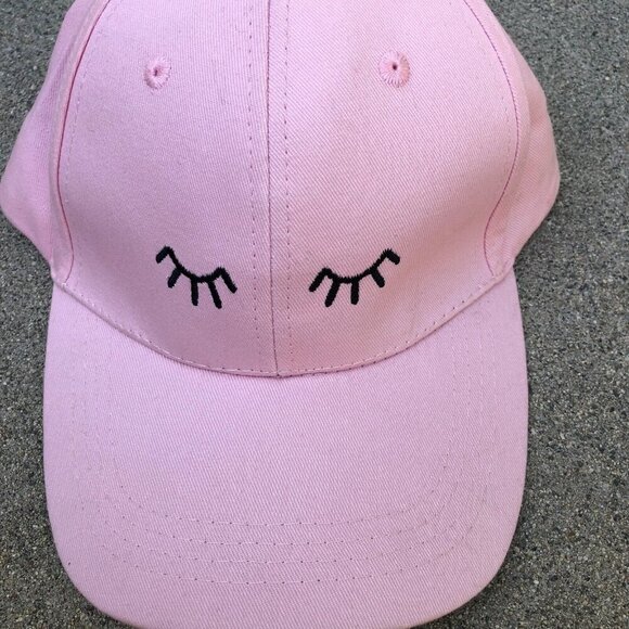 Eye Lashes Baseball Hat Women's Pink Adjustable Cap 100% Cotton​ - Picture 4 of 5